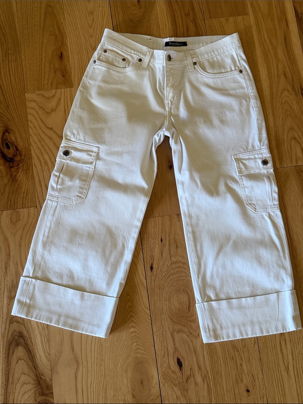 David Kahn White Cargo Capri Pants